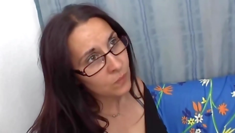 Mature brunette with glasses and super hairy pussy is having anal sex and enjoying it a lot